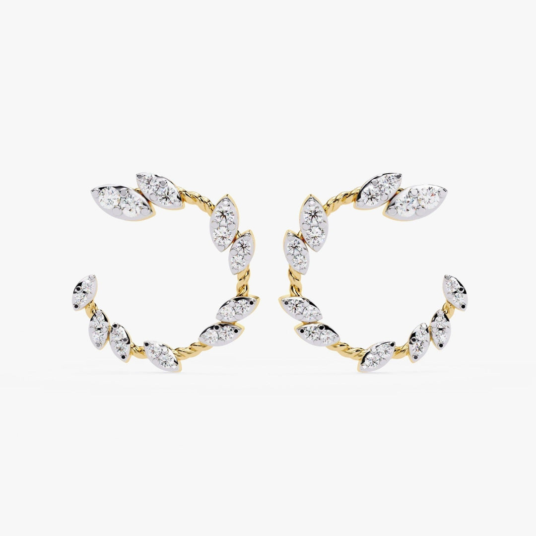 Diamond By Tilesh Marquise Diamond Leaf Hoop Earrings – Twisted Vine Design
