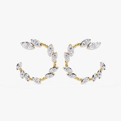 Diamond By Tilesh Marquise Diamond Leaf Hoop Earrings – Twisted Vine Design