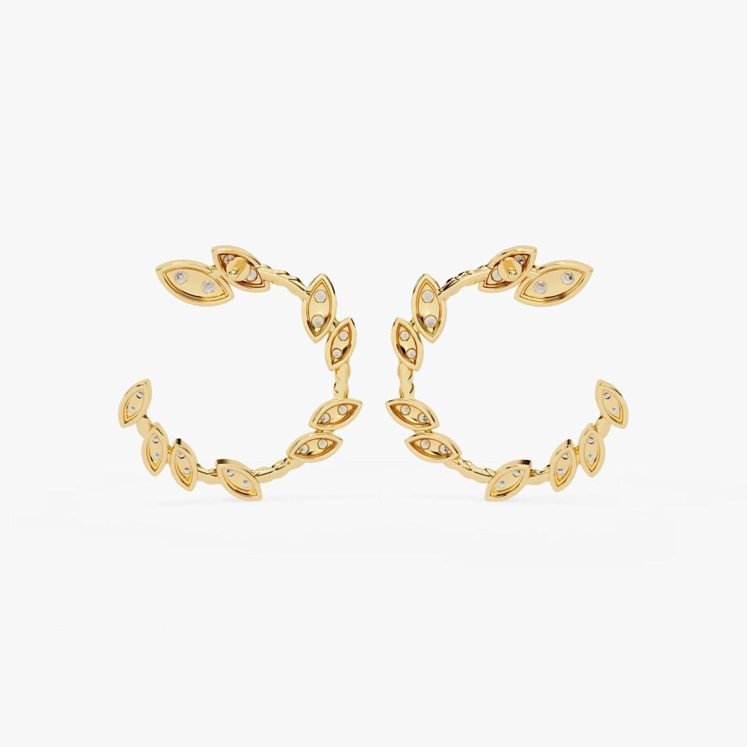 Diamond By Tilesh Marquise Diamond Leaf Hoop Earrings – Twisted Vine Design