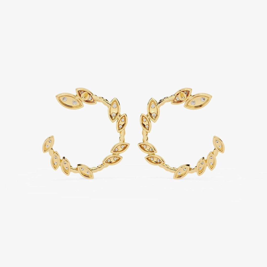 Diamond By Tilesh Marquise Diamond Leaf Hoop Earrings – Twisted Vine Design