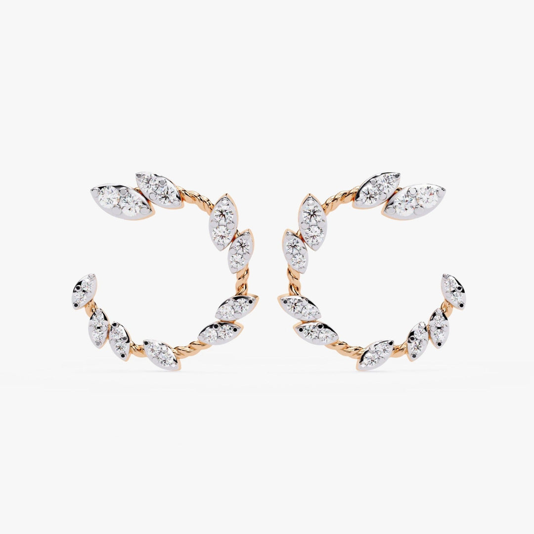 Diamond By Tilesh Marquise Diamond Leaf Hoop Earrings – Twisted Vine Design