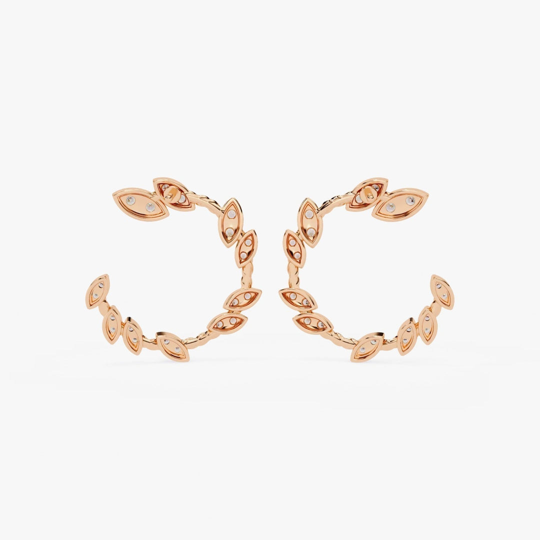 Diamond By Tilesh Marquise Diamond Leaf Hoop Earrings – Twisted Vine Design