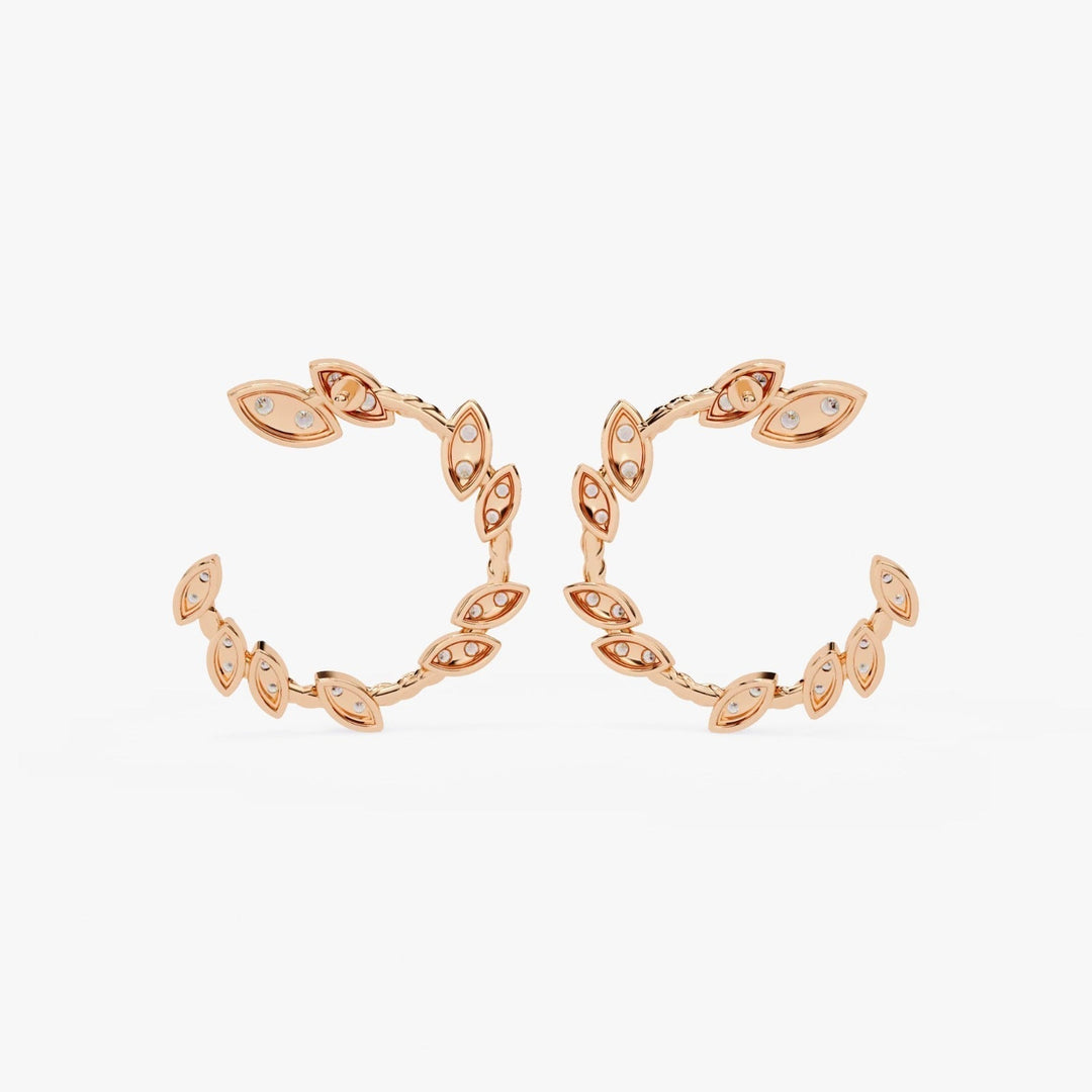 Diamond By Tilesh Marquise Diamond Leaf Hoop Earrings – Twisted Vine Design