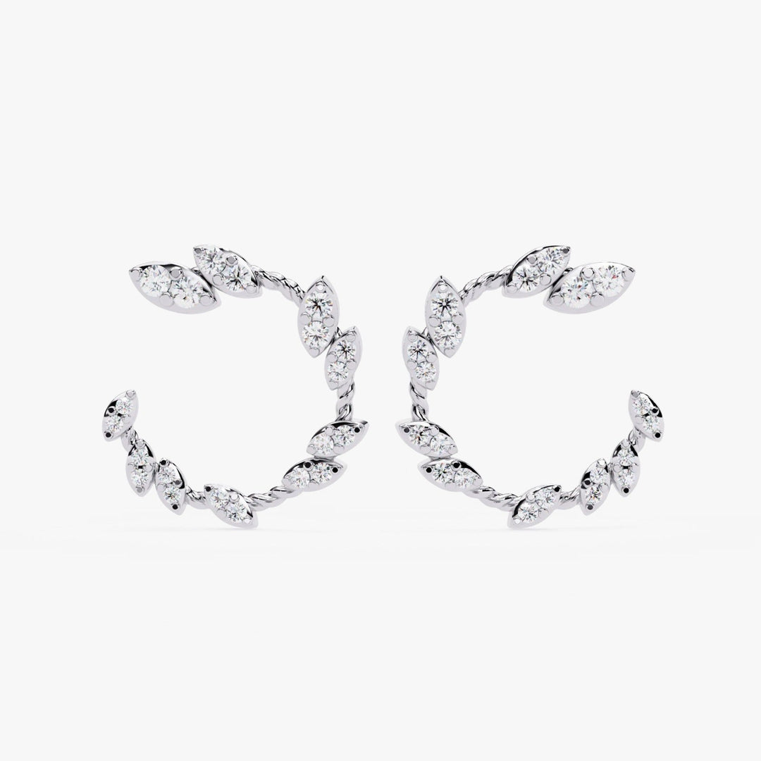 Diamond By Tilesh Marquise Diamond Leaf Hoop Earrings – Twisted Vine Design