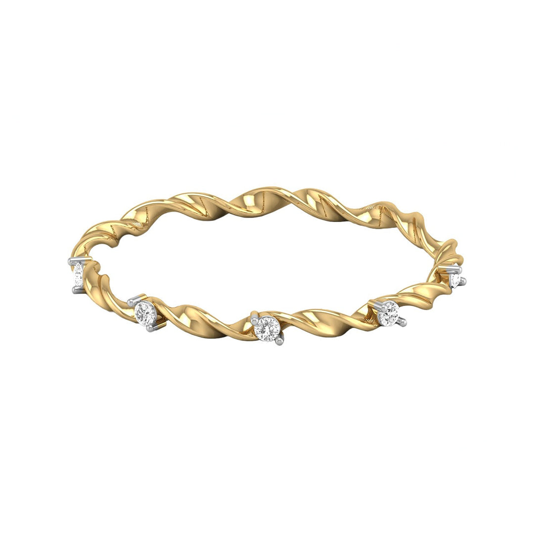 Diamond By Tilesh Twisted Vine Diamond Eternity Band – Nature-Inspired Delicate Stack Ring