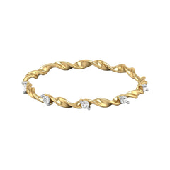 Diamond By Tilesh Twisted Vine Diamond Eternity Band – Nature-Inspired Delicate Stack Ring