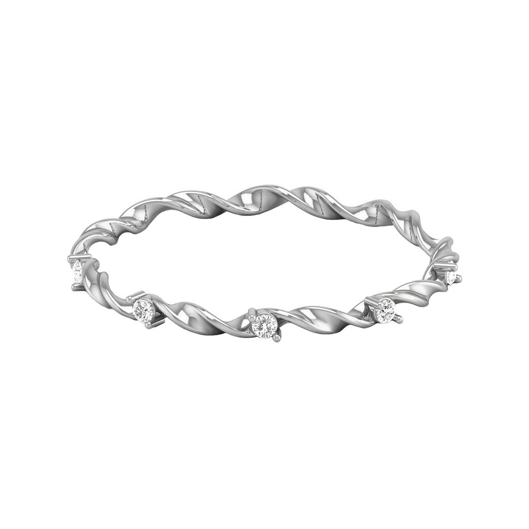 Diamond By Tilesh Twisted Vine Diamond Eternity Band – Nature-Inspired Delicate Stack Ring