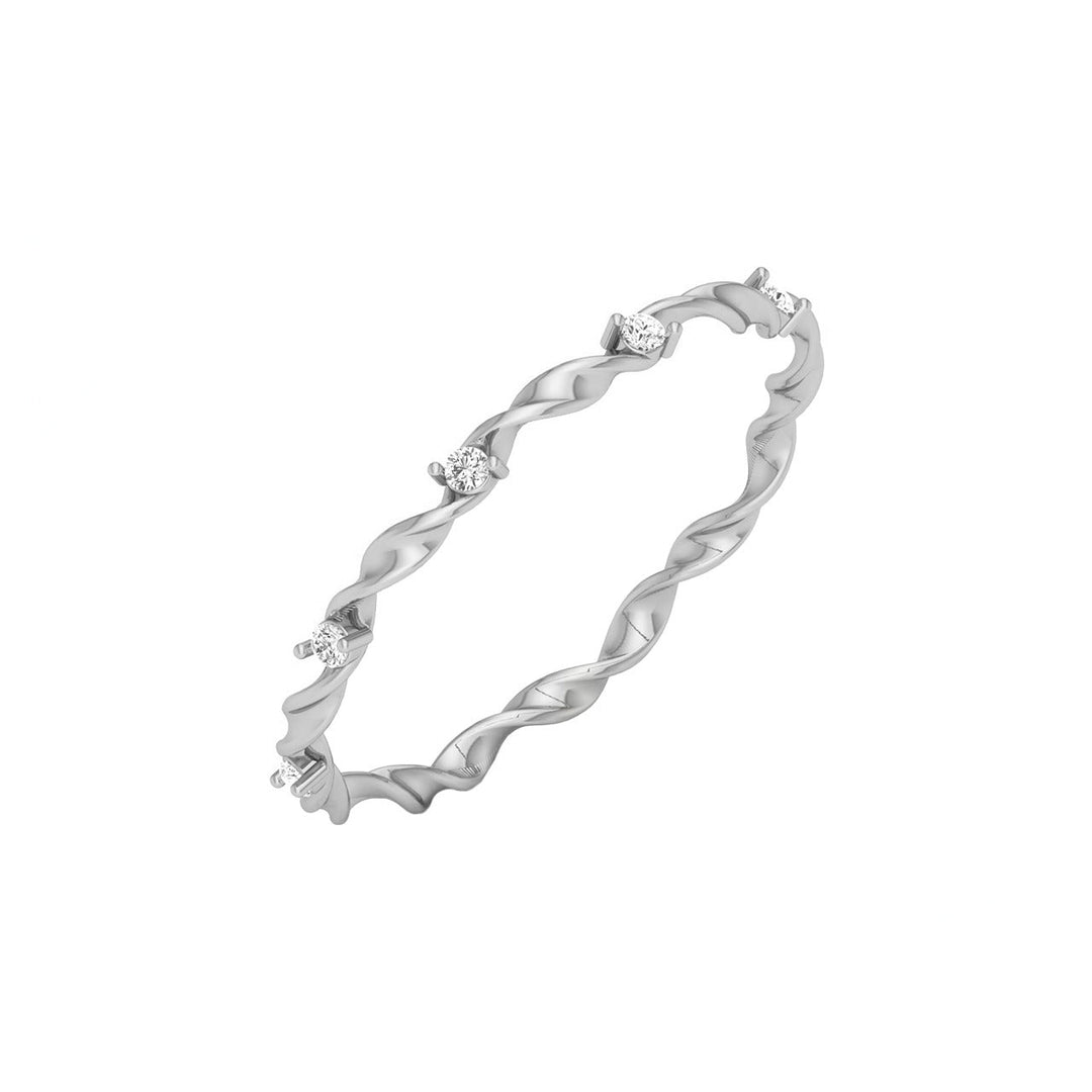 Diamond By Tilesh Twisted Vine Diamond Eternity Band – Nature-Inspired Delicate Stack Ring