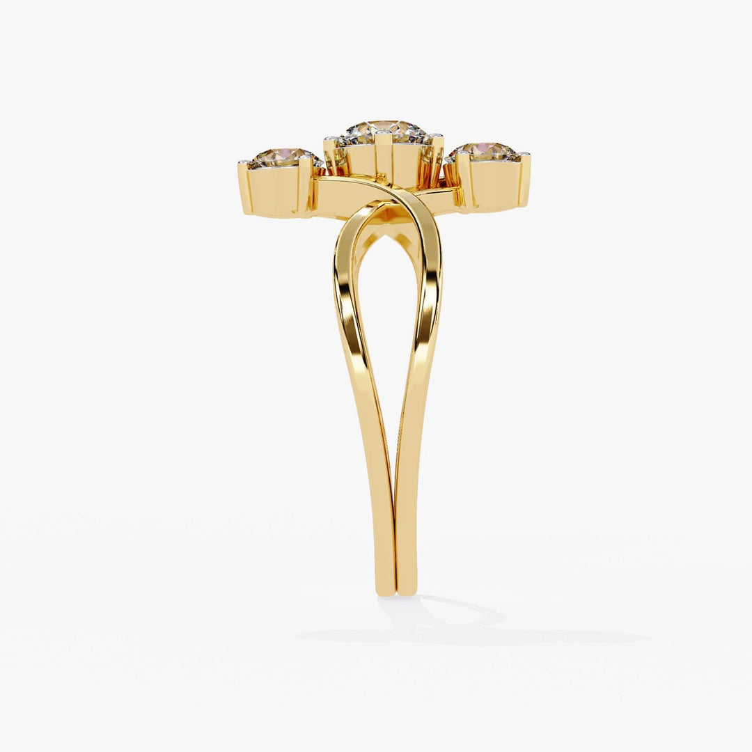 Diamond By Tilesh Triple Diamond Swirl Ring – Modern Open Crossover Design