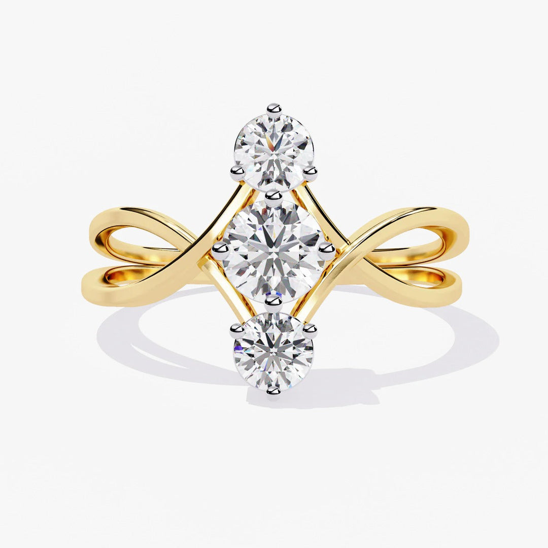 Diamond By Tilesh Triple Diamond Swirl Ring – Modern Open Crossover Design