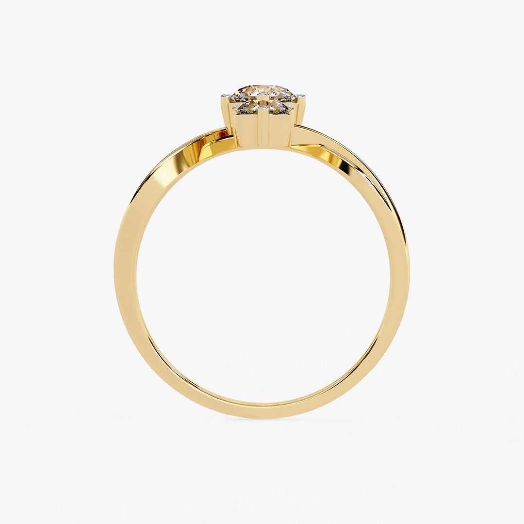 Diamond By Tilesh Triple Diamond Swirl Ring – Modern Open Crossover Design