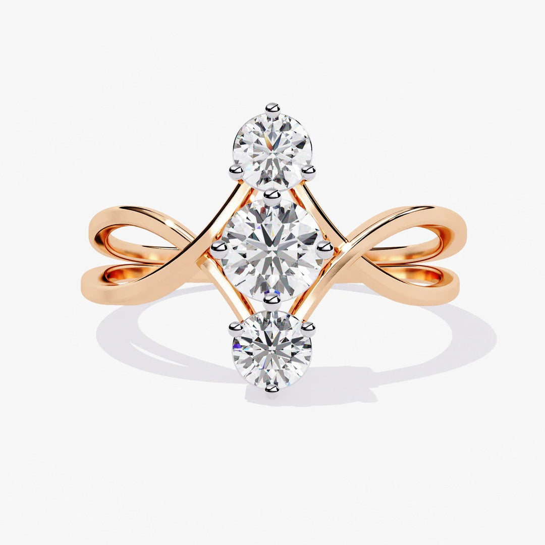 Diamond By Tilesh Triple Diamond Swirl Ring – Modern Open Crossover Design