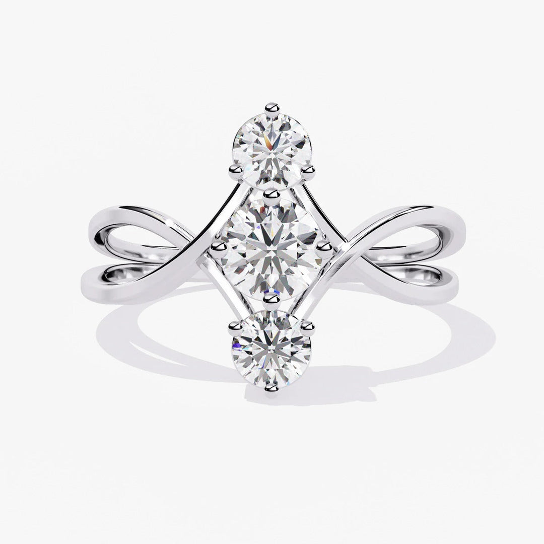 Diamond By Tilesh Triple Diamond Swirl Ring – Modern Open Crossover Design