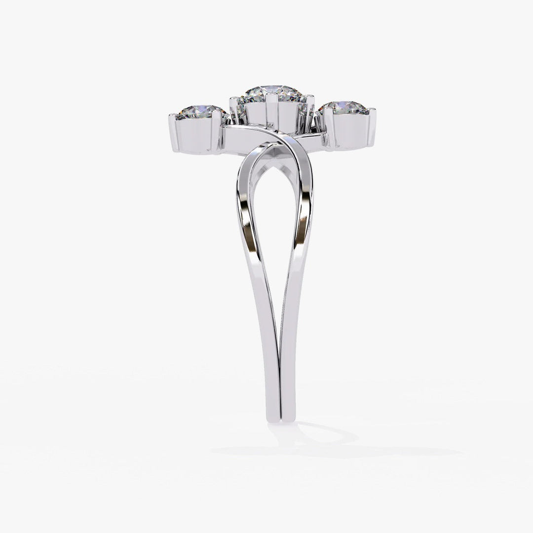 Diamond By Tilesh Triple Diamond Swirl Ring – Modern Open Crossover Design