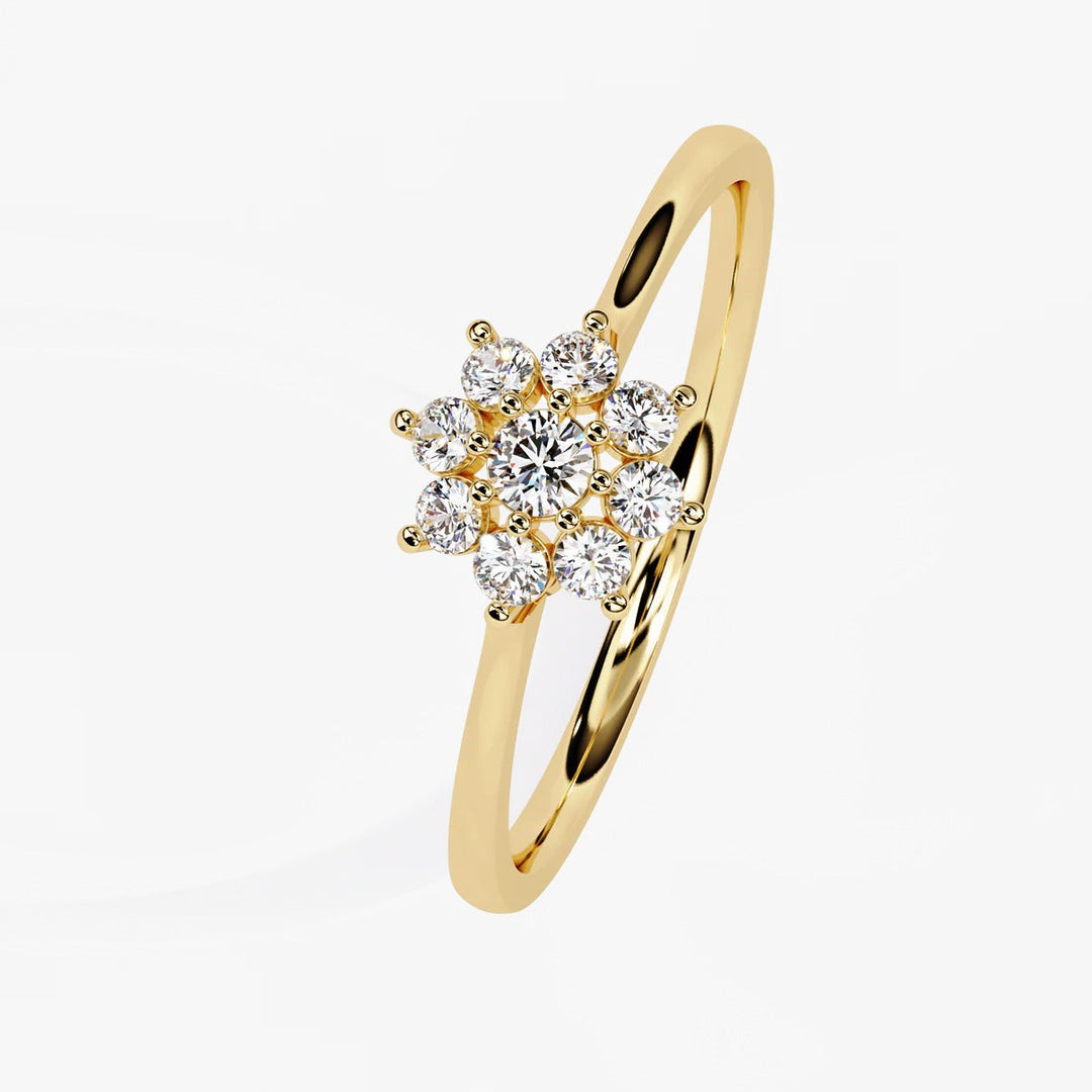 Diamond By Tilesh Diamond Flower Cluster Ring – Delicate Floral Design