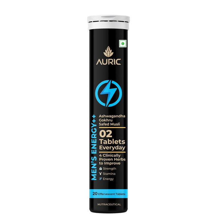 Auric Men S Energy++  | Ashwagandha, Gokshura, Safed Musli, Fenugreek, L Citrulline And Zinc Blend For Performance Boost|Helps Improve Vitality, Stamina & Strength|Research-Backed Ingredient