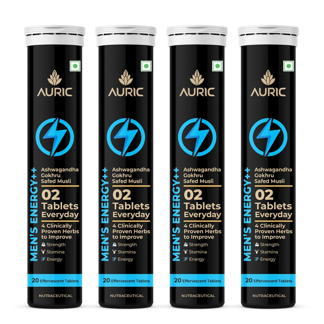 Auric Men’s Energy++ Ashwagandha, Gokshura, Safed Musli, Fenugreek, L Citrulline and Zinc | Helps Improve Vitality, Stamina & Strength
