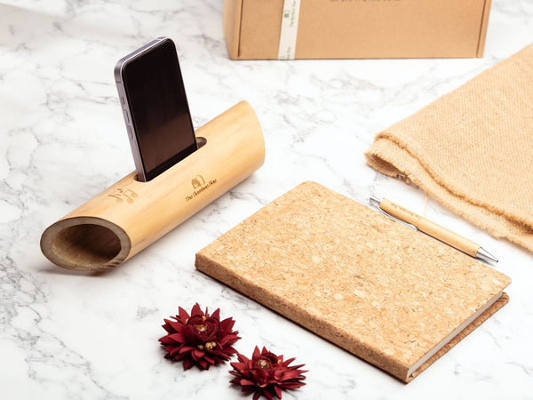 Bamboo Planner Gift Box | Nature's Melody and Sustainable Style by The Bamboo Bae | Mobile Stand with Diary & Pen