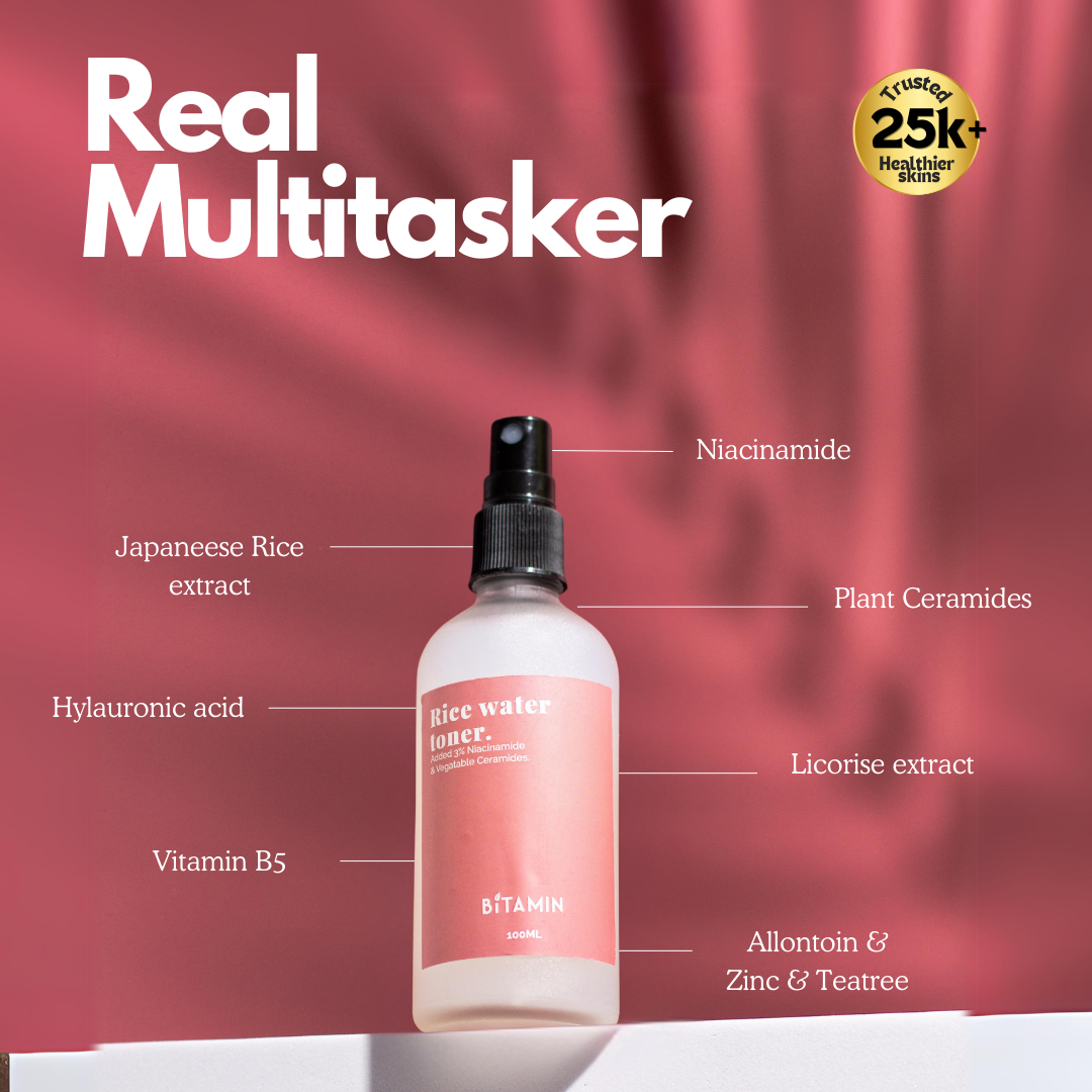 Bitamin 4% Niacinamide & Rice Water Toner, Ceramides,Liquorice Extract with 25% Rice Extract - 100ml
