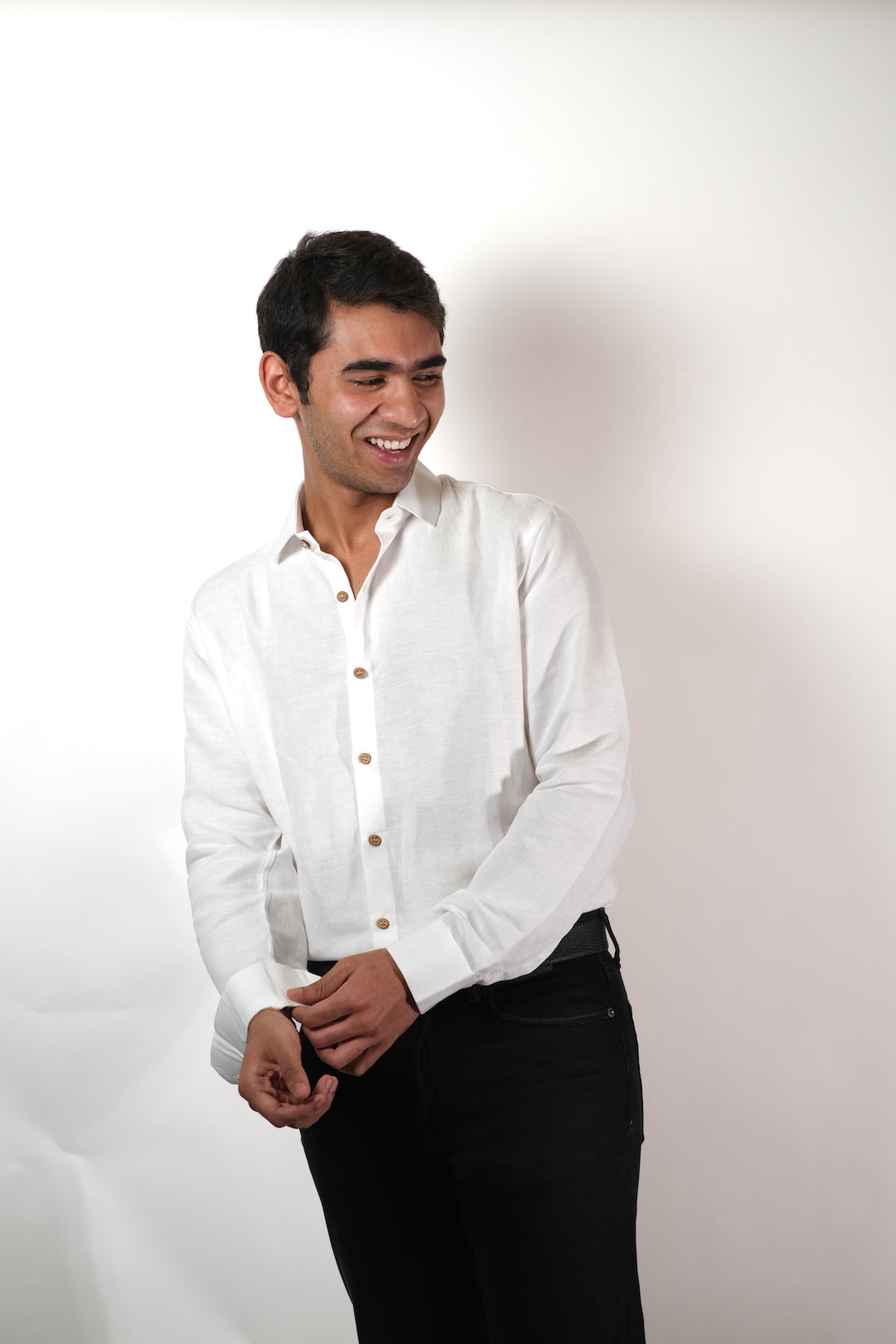 Bahem Men White Hemp-Lyocell Shirt