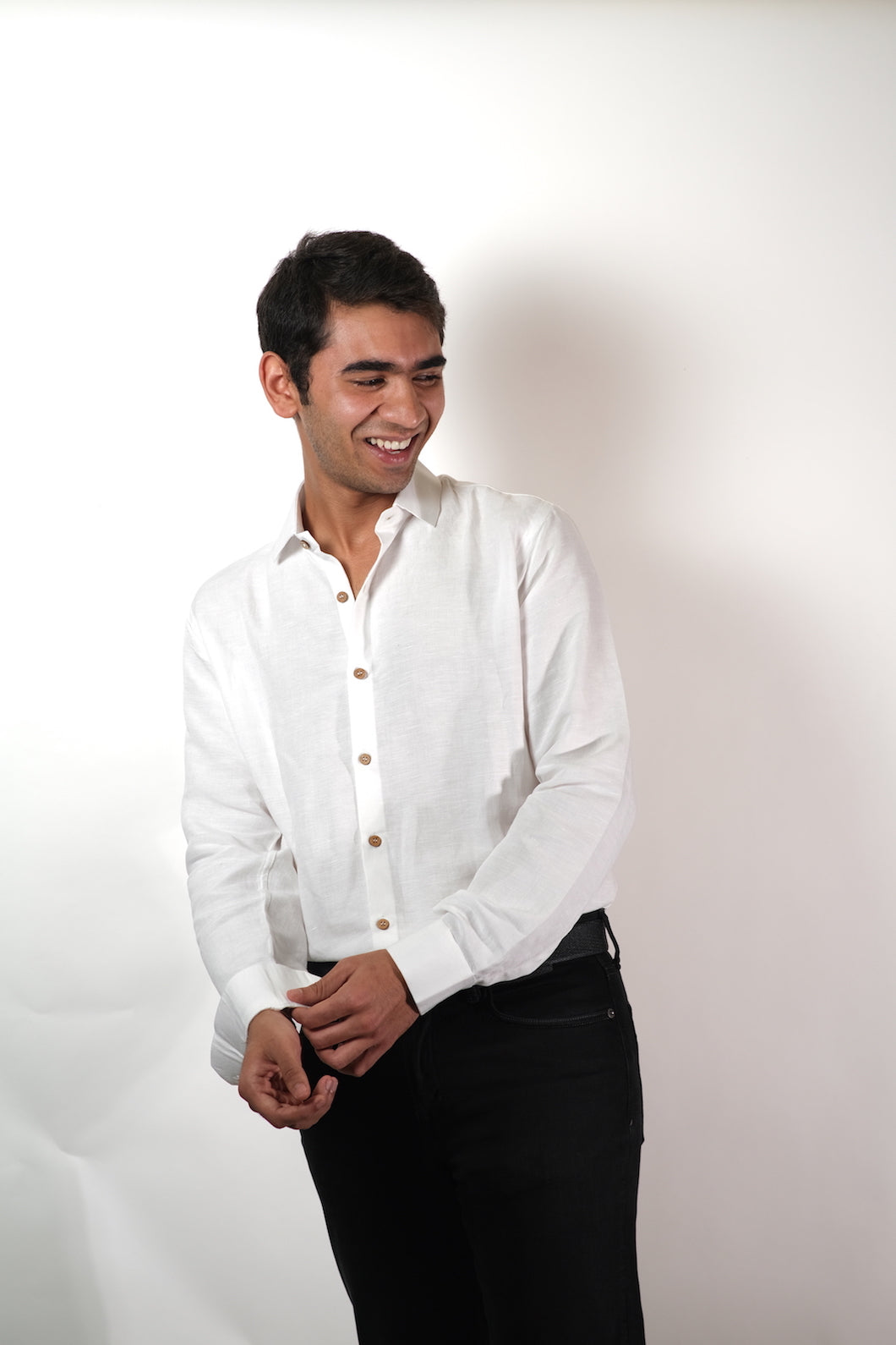 Bahem Men White Hemp-Lyocell Shirt