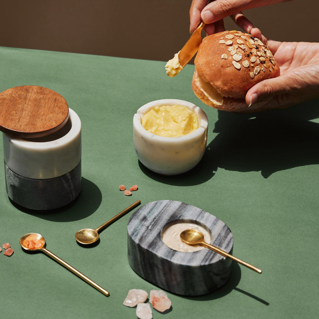 Muun Home Marble Butter Dish with Gold Knife