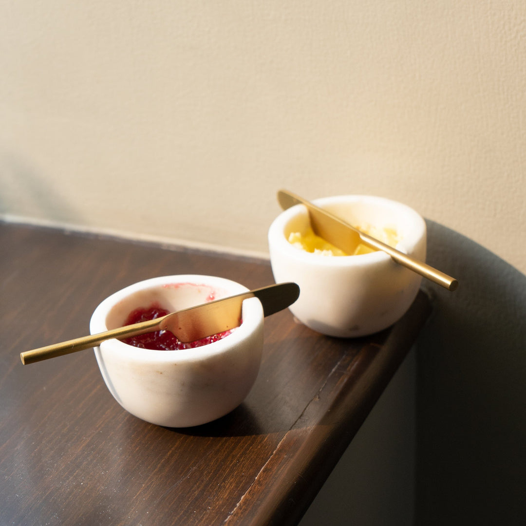 Muun Home Marble Butter Dish with Gold Knife