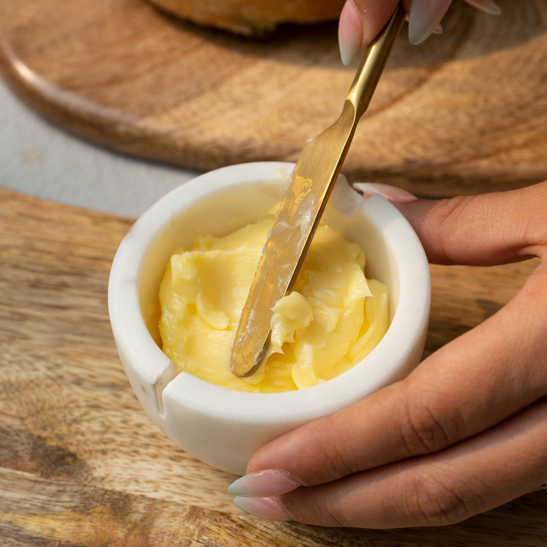 Muun Home Marble Butter Dish with Gold Knife
