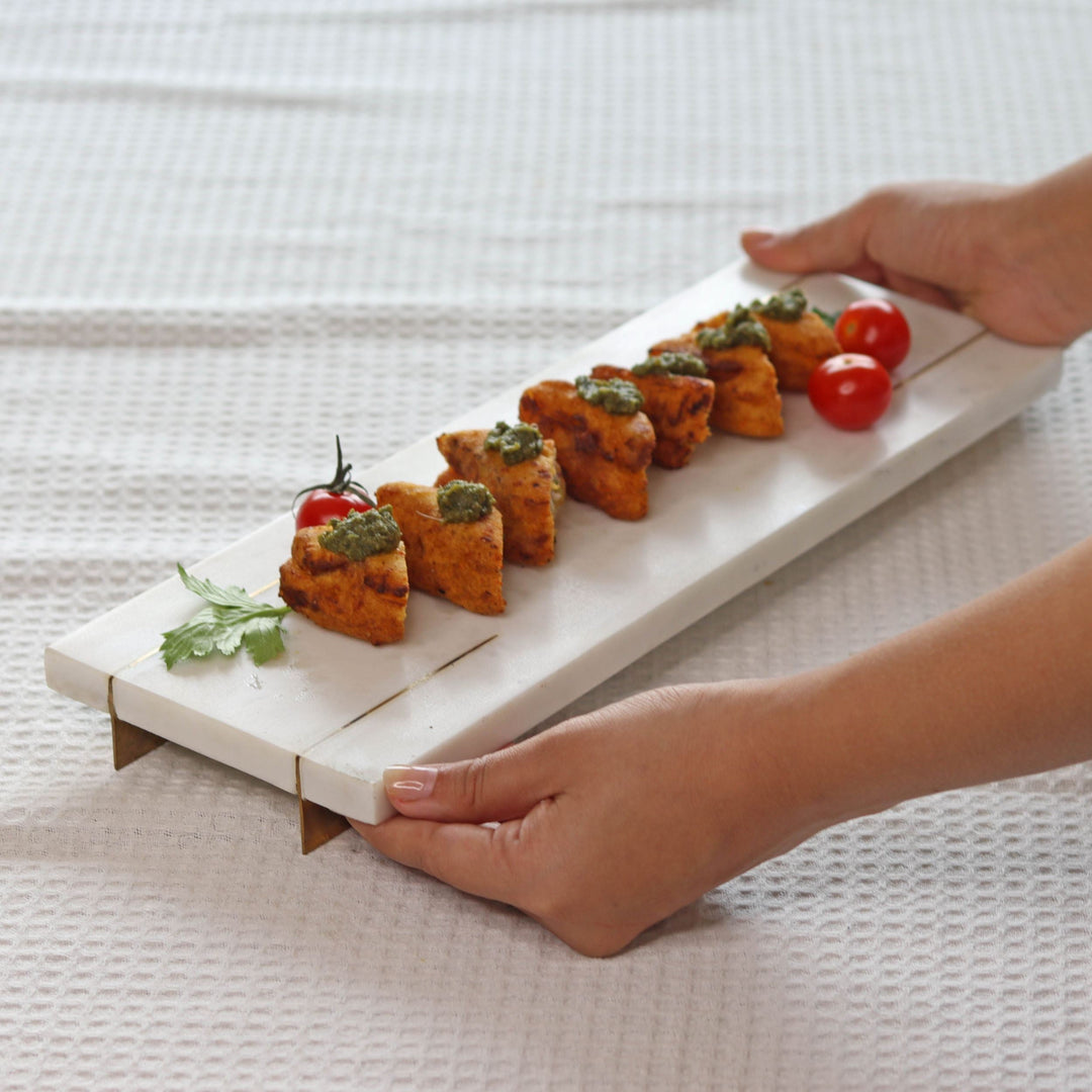 Muun Home Marble Tray With Gold Base