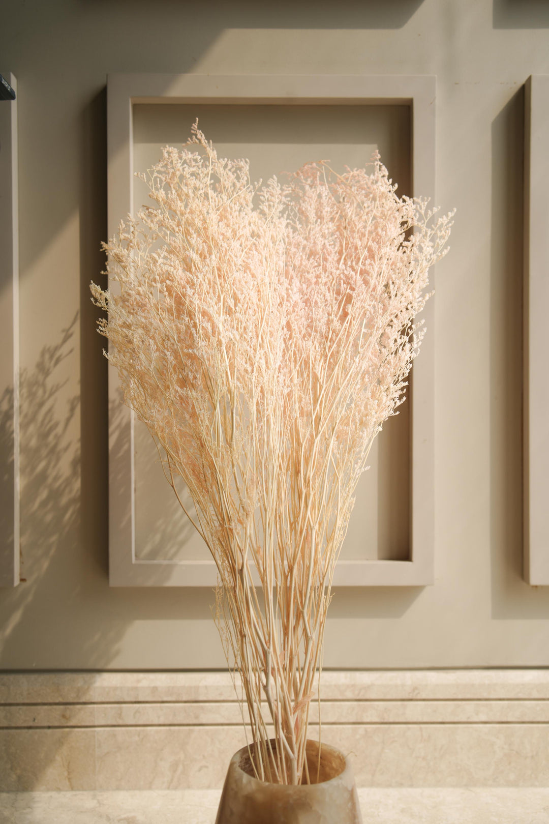 Dual Colour Limonium Dried Flowers | White Peach Vase Decor
