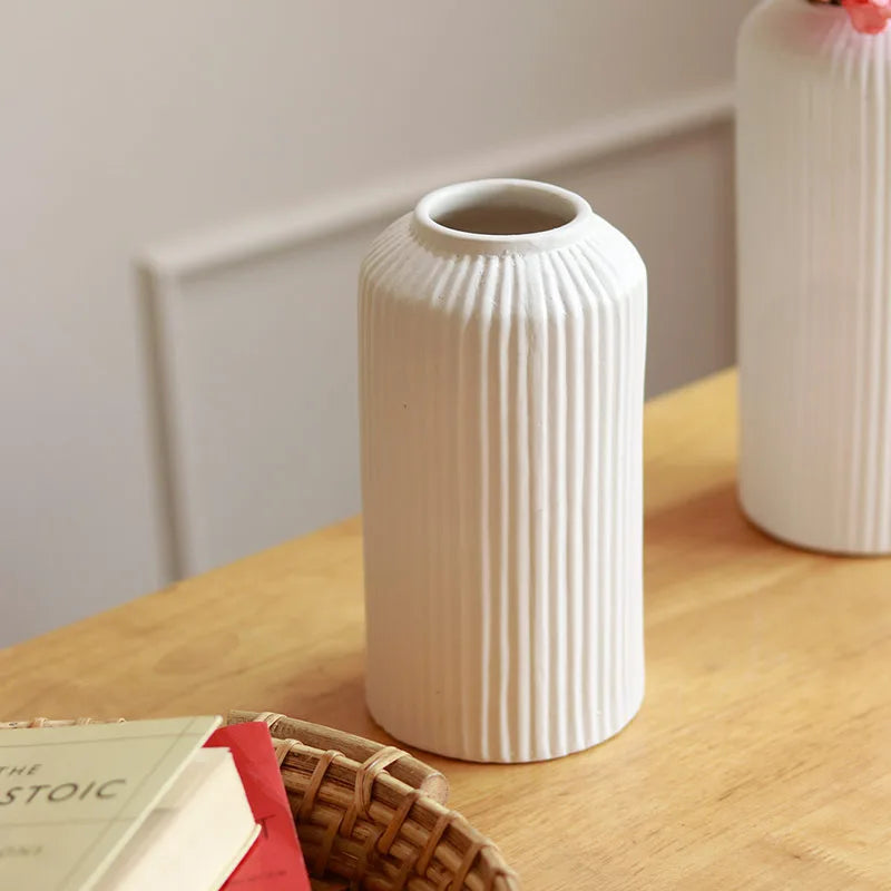 Matt Ribbed Ceramic Vase 21.6 cm for Modern Home Decor | ArteCasa