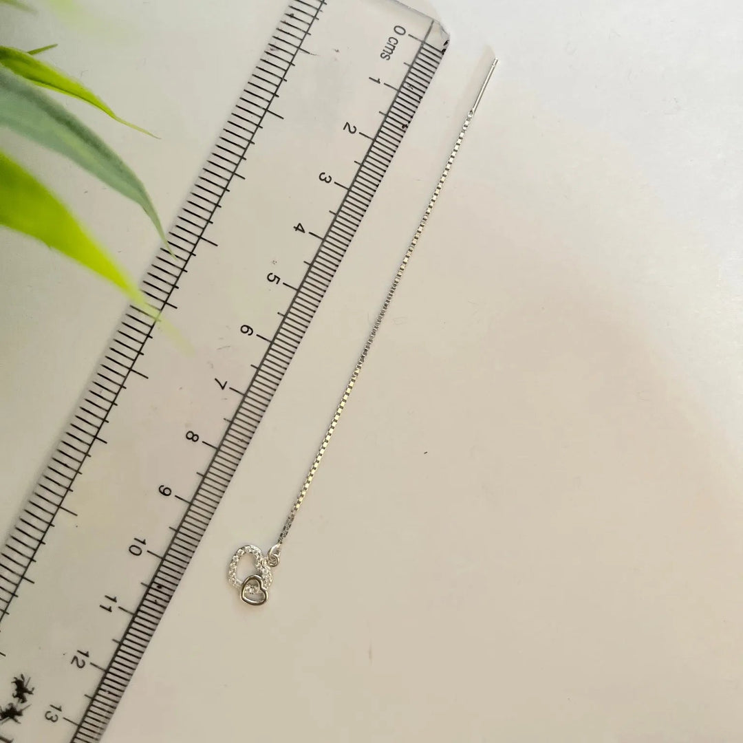 White Stone Heart Drops Italian Finish Premium Silver Ear Rings - Suspire