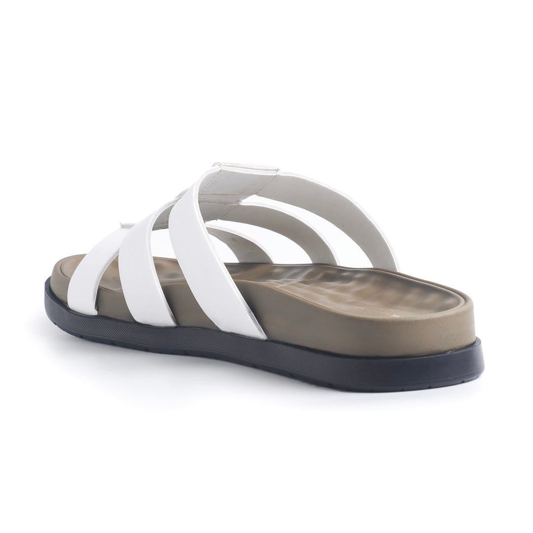 Monkstory Atelier 1920 Triple Strap Slide Sandals – Pearl White