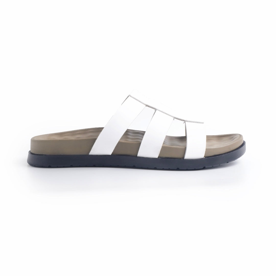 Monkstory Atelier 1920 Triple Strap Slide Sandals – Pearl White