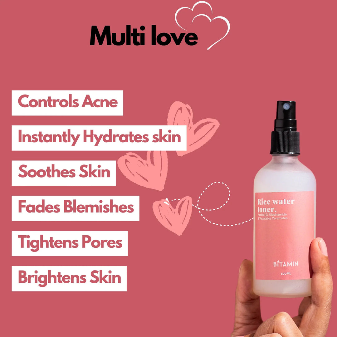 Bitamin 4% Niacinamide & Rice Water Toner, Ceramides,Liquorice Extract with 25% Rice Extract - 100ml