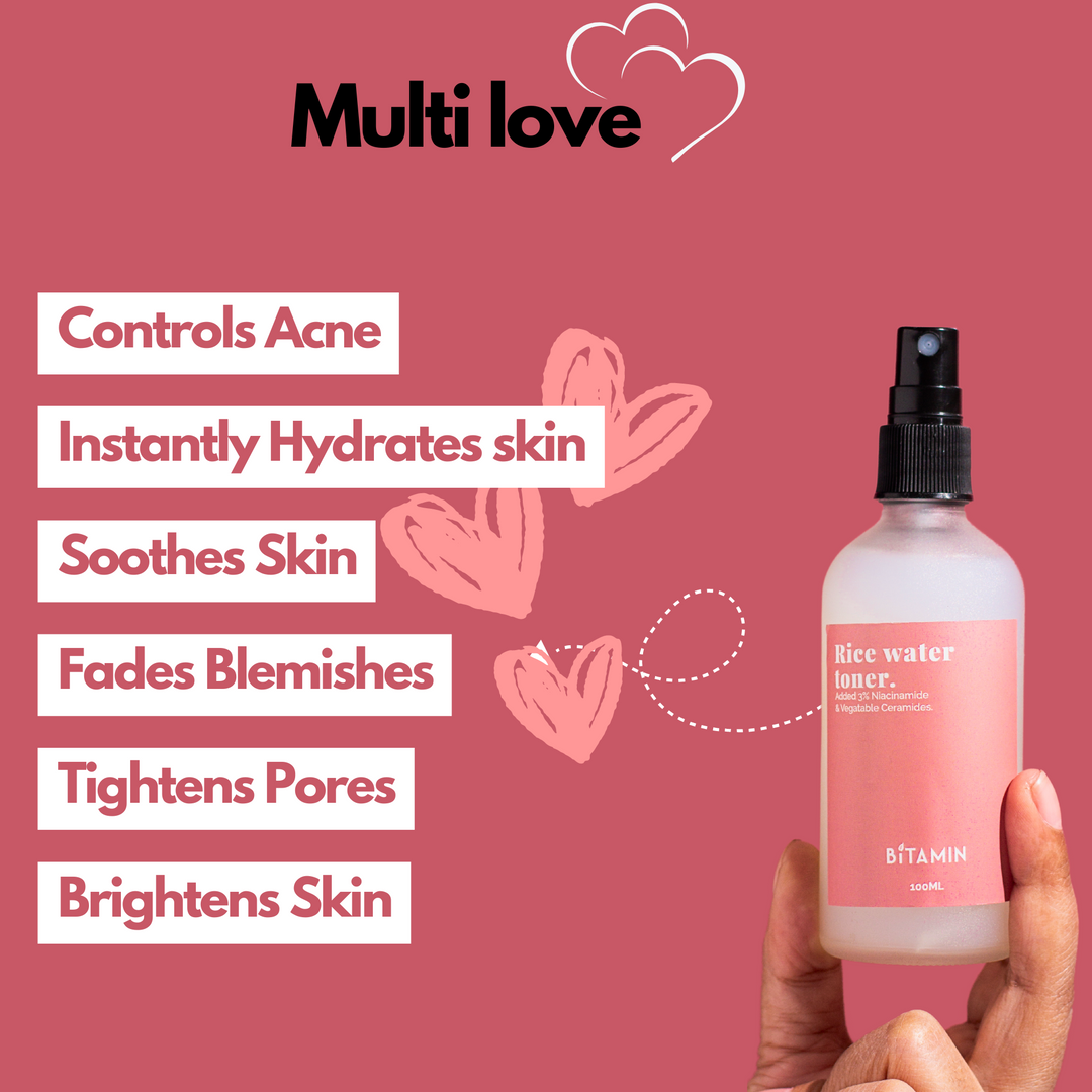 Bitamin 4% Niacinamide & Rice Water Toner, Ceramides,Liquorice Extract with 25% Rice Extract - 100ml