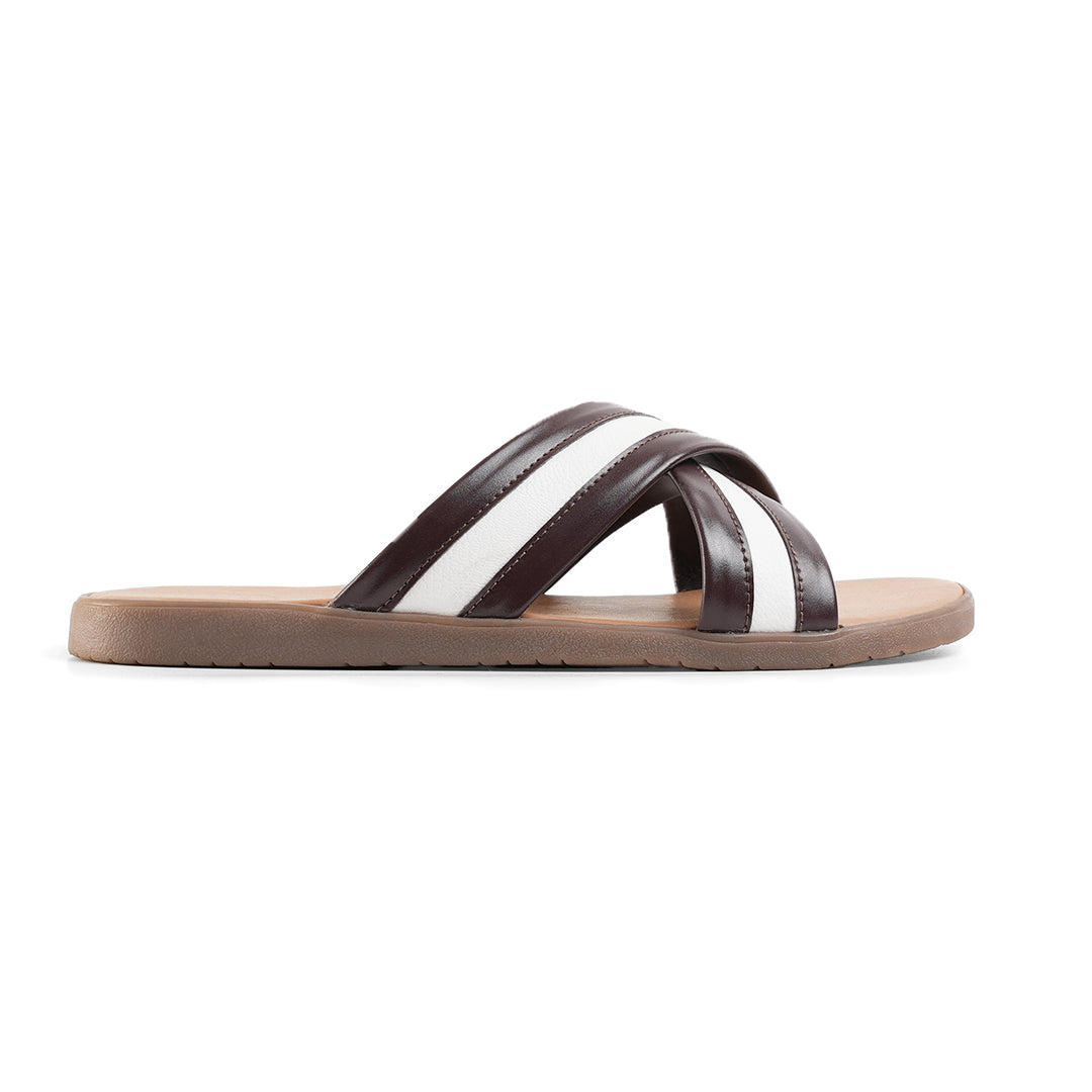 Monkstory Cross-Strap Sandals - White/Brown