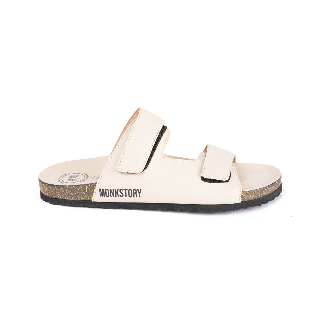 Monkstory Cork Dual-Straps Sandals - Cream