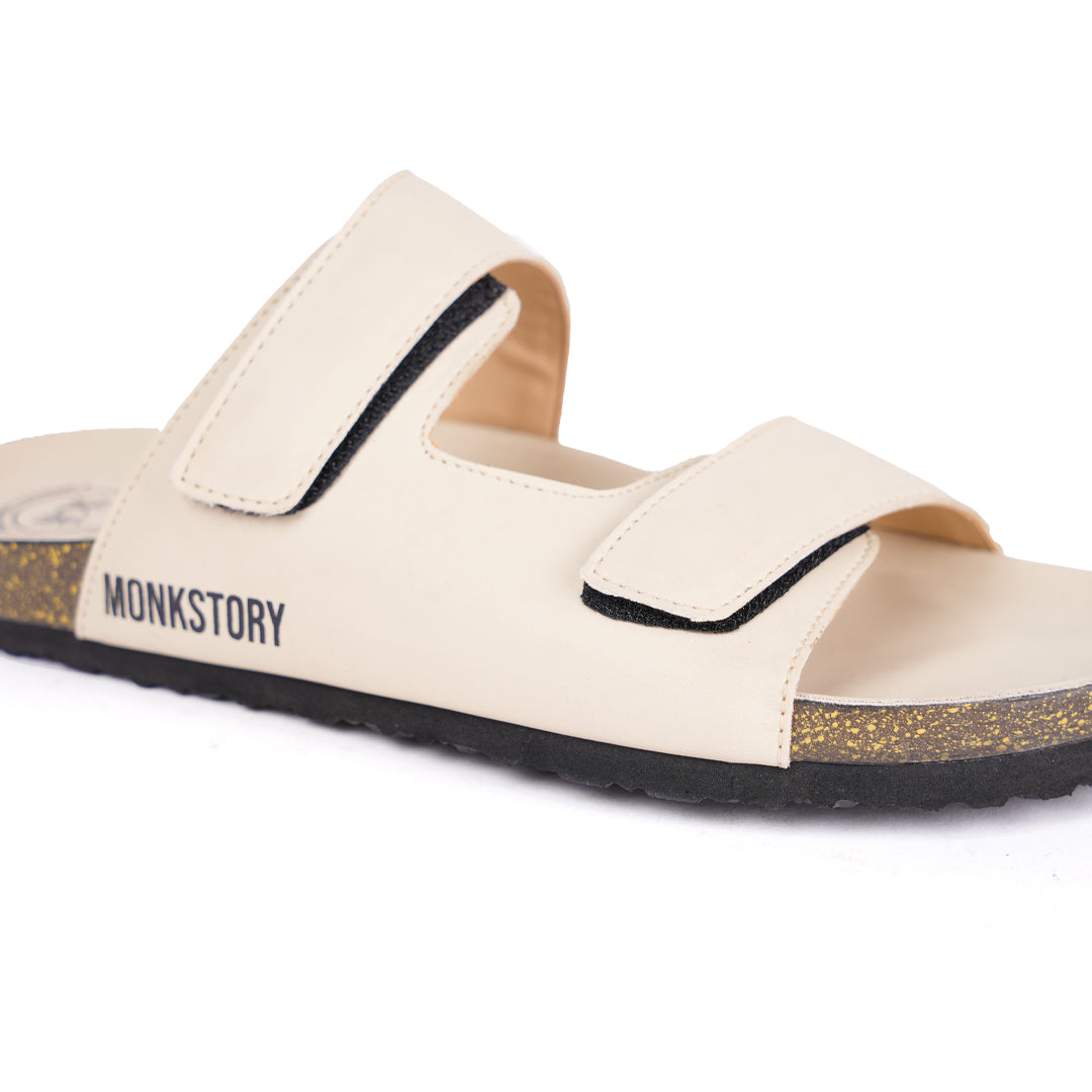 Monkstory Cork Dual-Straps Sandals - Cream