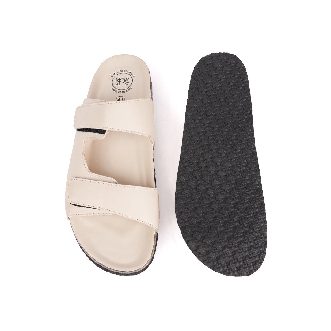 Monkstory Cork Dual-Straps Sandals - Cream