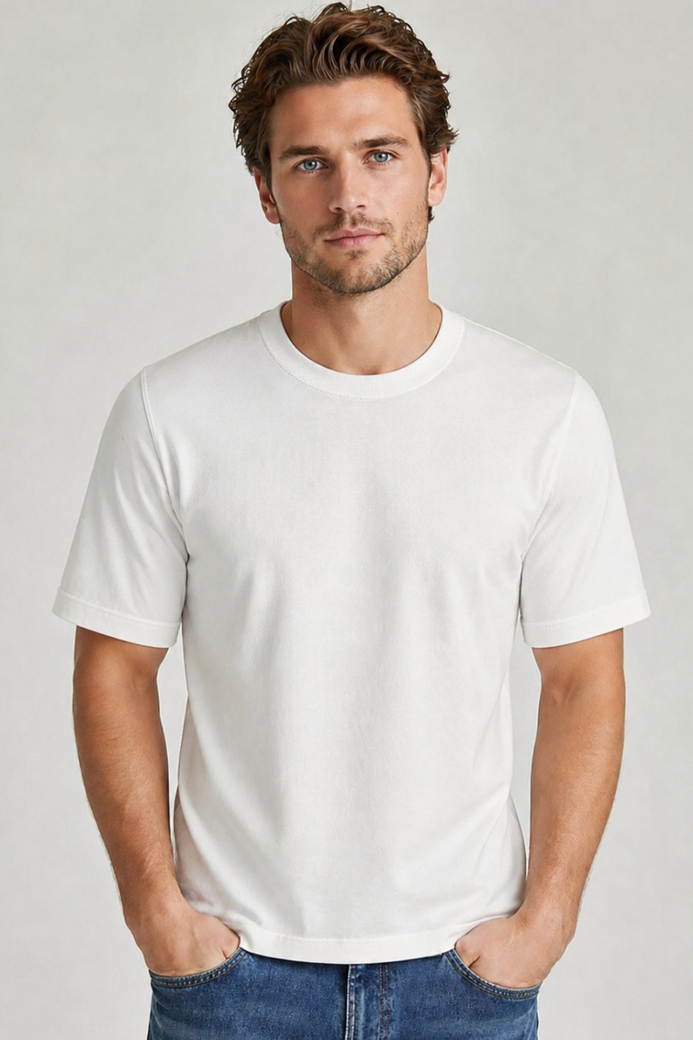 Venhoma Bio-Washed Cotton Men's White T-Shirt