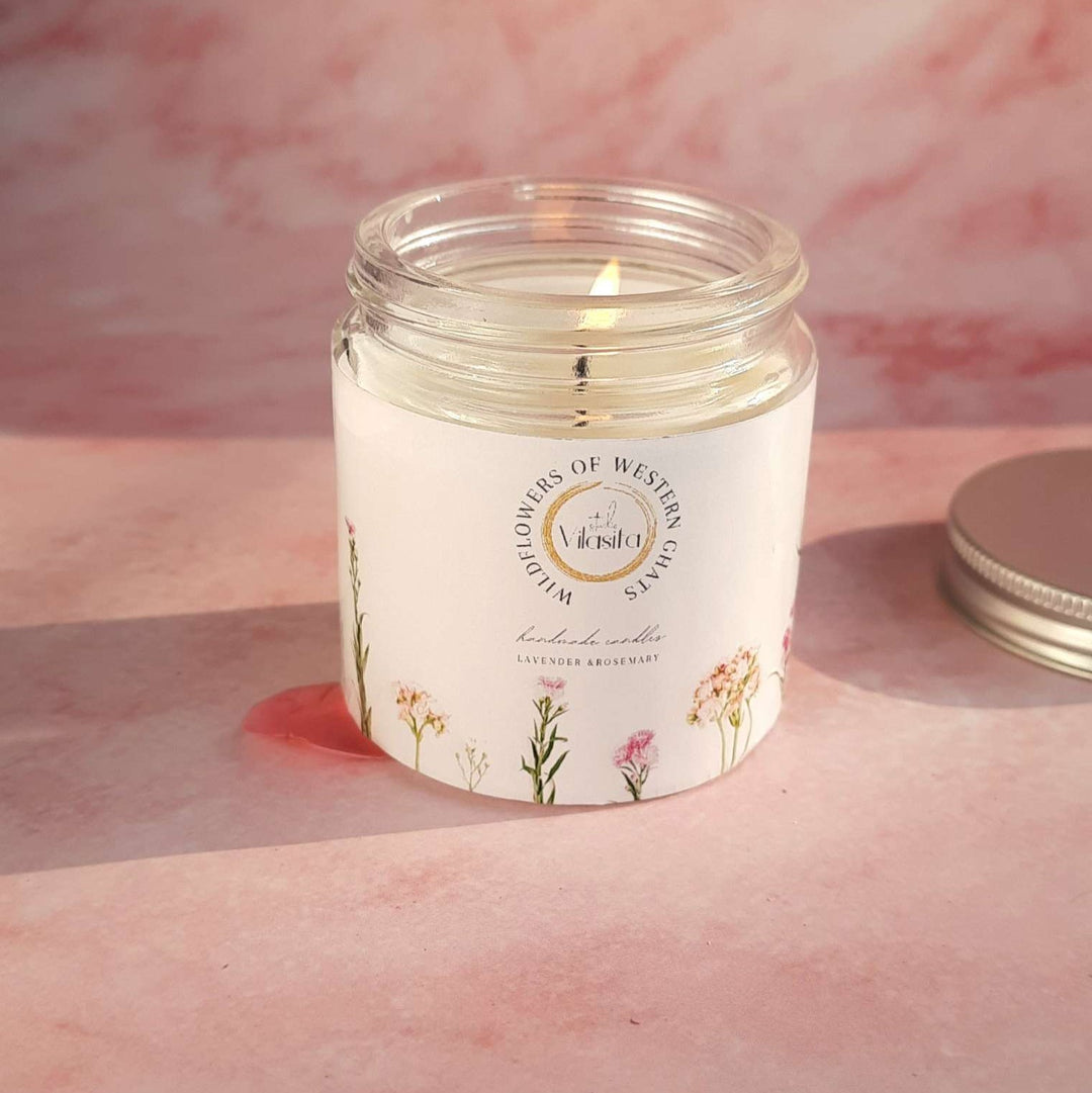 Studio Vilasita Soy wax candle- wildflowers of Western Ghats | lavender, rosemary & basil)