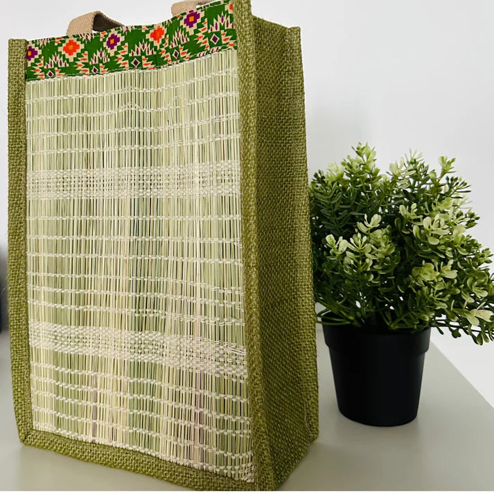 Namaskar Lifestyle Sustainable | 100% Natural Darbha Jute Utility gifting bag - for Bottle | Wine