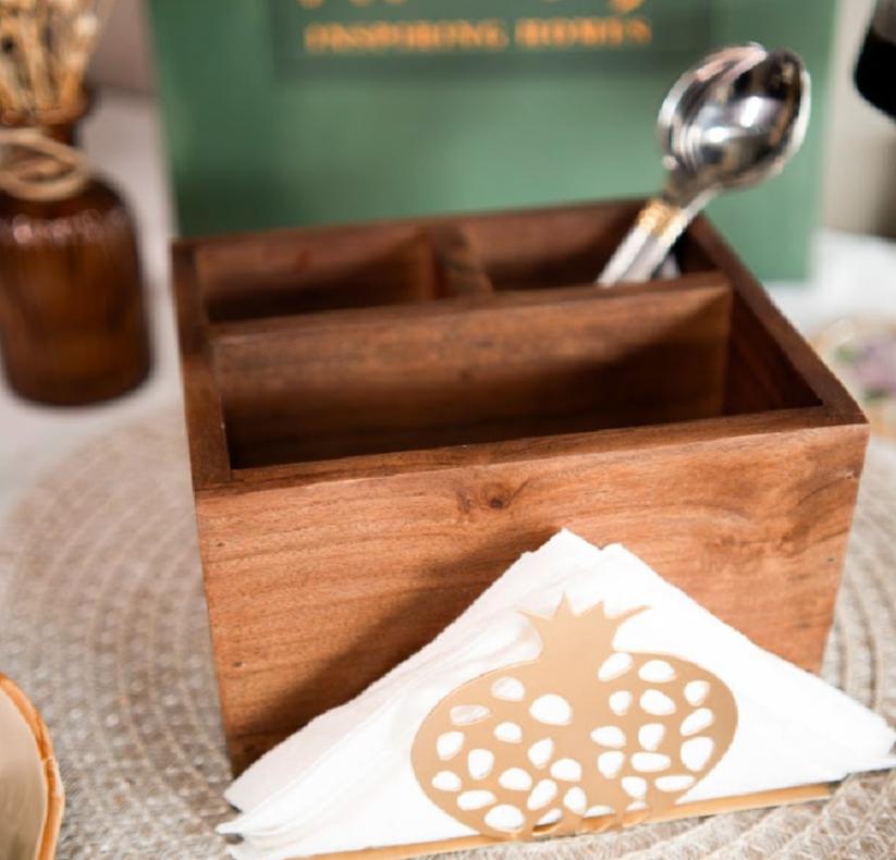 Anar Wooden Cutlery & Tissue Holder | Dining Table Organizer