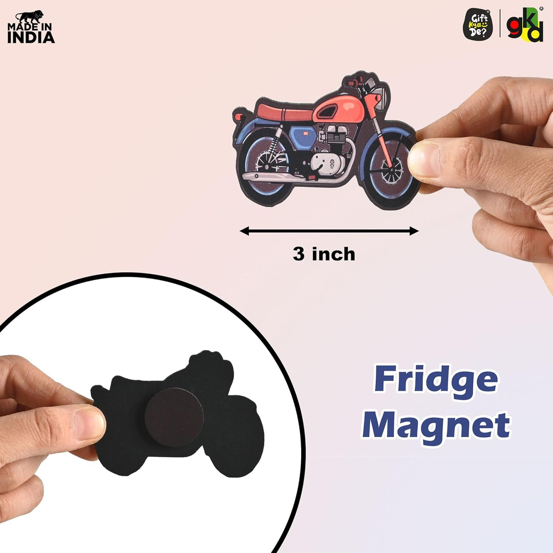 Wooden Fridge Magnet Set – Pack of 6 | Available in Bike Designs, Motivational Quotes, and Quirky Fun Characters | Aesthetic Fridge Décor - Suspire