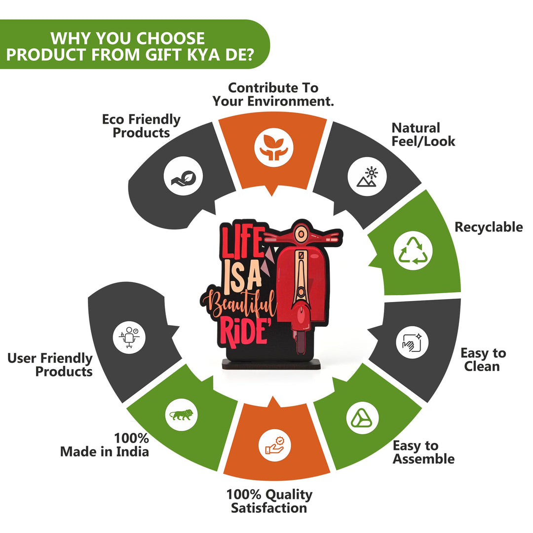 Wooden Life Motivational Quotes Table Top | Desk Decor for Home & Office | Inspirational Gift for Friends & Colleagues (6.5 x 6 x 1.5 Inch) - Suspire