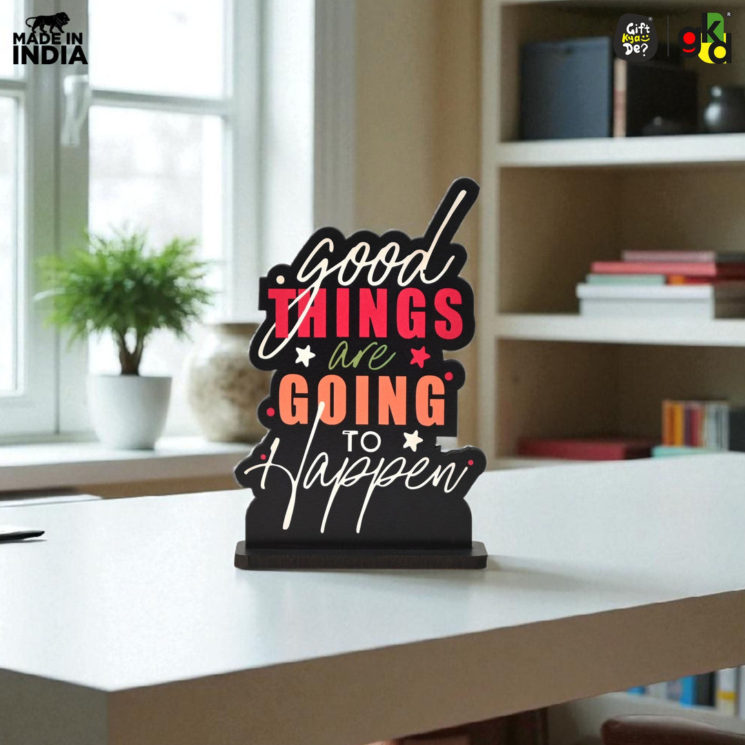 Wooden Life Motivational Quotes Table Top | Desk Decor for Home & Office | Inspirational Gift for Friends & Colleagues (6.5 x 6 x 1.5 Inch) - Suspire