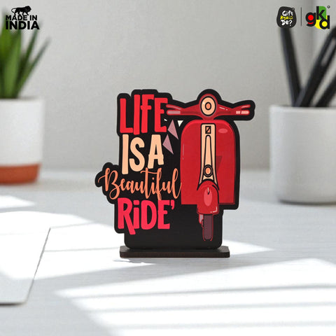 Wooden Life Motivational Quotes Table Top | Desk Decor for Home & Office | Inspirational Gift for Friends & Colleagues (6.5 x 6 x 1.5 Inch)