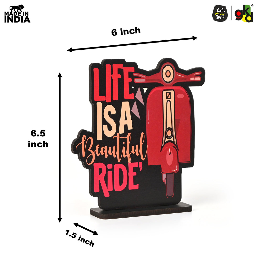 Wooden Life Motivational Quotes Table Top | Desk Decor for Home & Office | Inspirational Gift for Friends & Colleagues (6.5 x 6 x 1.5 Inch) - Suspire