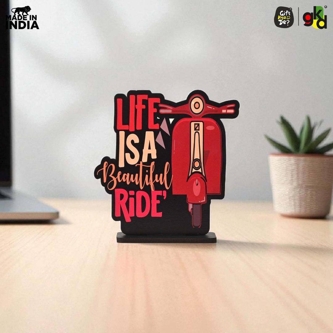 Wooden Life Motivational Quotes Table Top | Desk Decor for Home & Office | Inspirational Gift for Friends & Colleagues (6.5 x 6 x 1.5 Inch) - Suspire